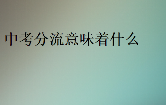 中考分流能上什么學校